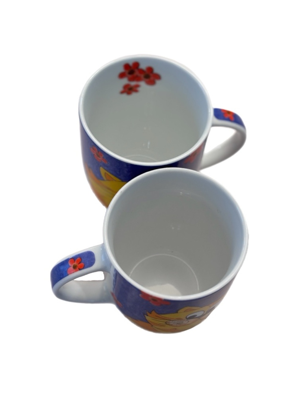 Konitz Bright Yellow Cat Floral Porcelain Mug Set of 2 - Picture 5 of 6